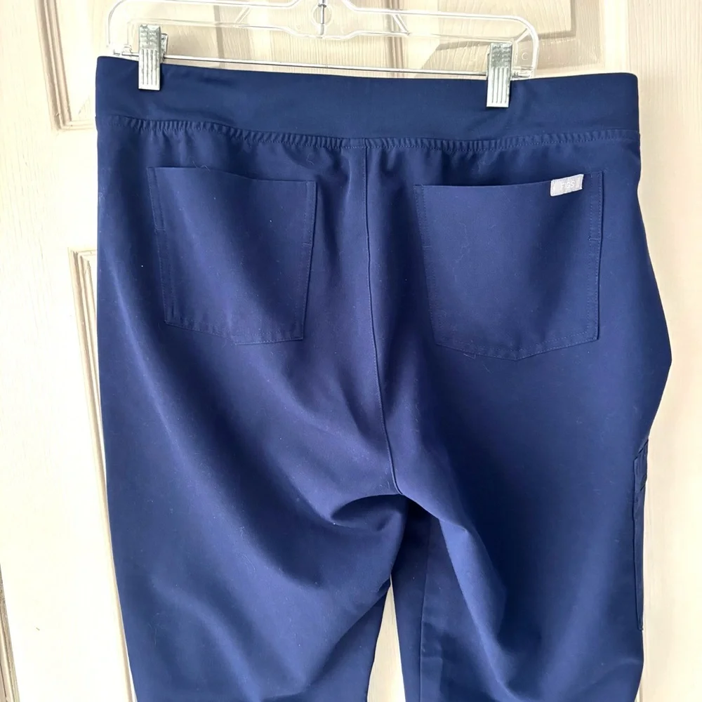 Figs Navy Zamora Joggers Scrub Pants Elastic Waist Zip Pocket SZ L T Worn 1X